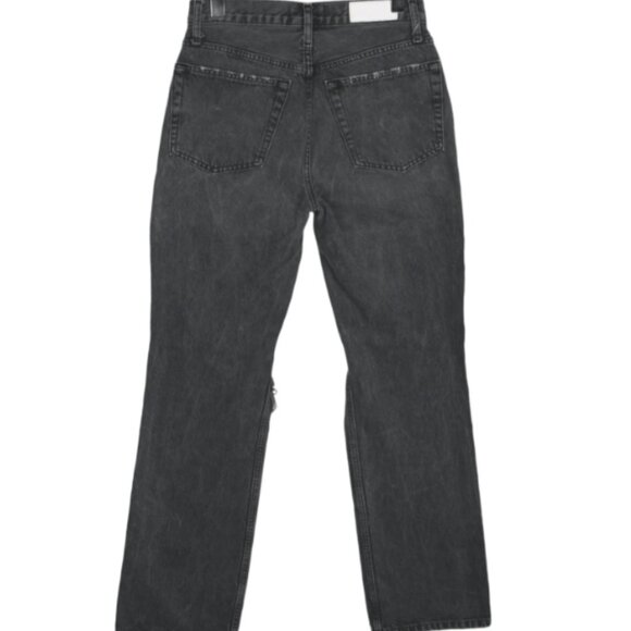 Re/Done Women's 28 Black Mid Rise Straight Leg Distressed Jeans Casual Denim - Picture 7 of 7